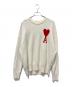 AMIPARIS（アミパリス）の古着「AMI ハートロゴ ニット プルオーバー」｜ホワイト×レッド