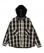 SAINT MICHAELセントマイケル）の古着「オンブレチェックシャツパーカー」｜アイボリー×ブラック