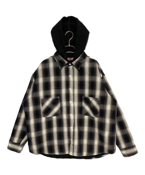 SAINT MICHAEL（セントマイケル）SAINT MICHAEL (セントマイケル) オンブレチェックシャツパーカー アイボリー×ブラック サイズ:Mの古着・服飾アイテム