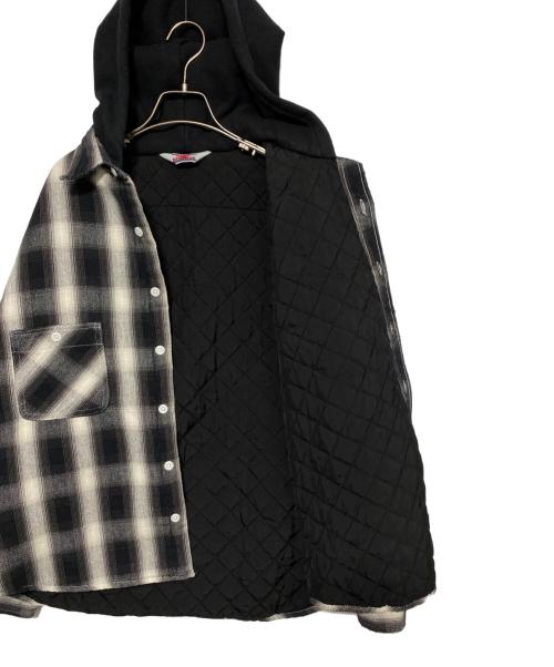 SAINT MICHAEL（セントマイケル）SAINT MICHAEL (セントマイケル) オンブレチェックシャツパーカー アイボリー×ブラック サイズ:Mの古着・服飾アイテム