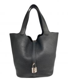 HERMES（エルメス）の古着「ピコタンロック MM/シルバー金具/トリヨンクレマンス/ブラック/Y刻印/ハンドバッグ/バッグ/鞄/」｜ブラック