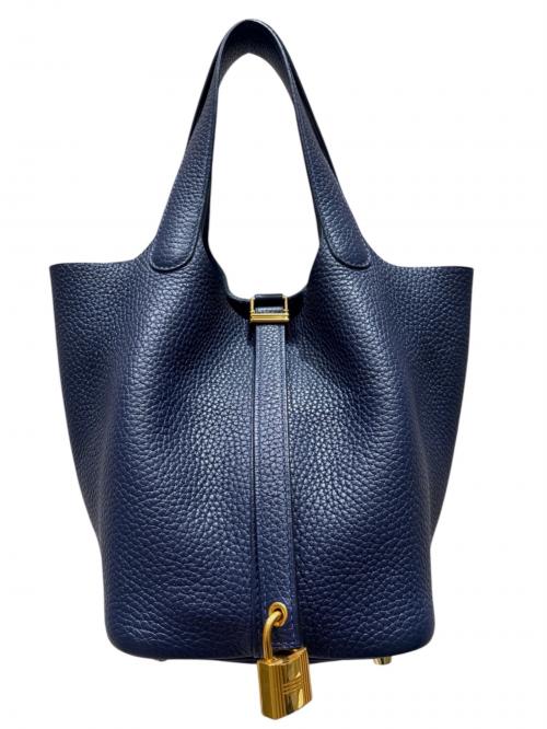 HERMES（エルメス）HERMES (エルメス) ピコタンロック PM/ゴールド金具/トリヨンクレマンス/ブルーアンクル/C刻印 ブルーアンクル サイズ:PMの古着・服飾アイテム