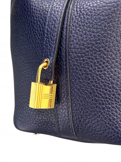HERMES（エルメス）HERMES (エルメス) ピコタンロック PM/ゴールド金具/トリヨンクレマンス/ブルーアンクル/C刻印 ブルーアンクル サイズ:PMの古着・服飾アイテム