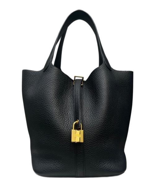 HERMES（エルメス）HERMES (エルメス) ピコタンロック MM/ゴールド金具/トリヨンクレマンス/ブラック/U刻印 ブラック サイズ:MMの古着・服飾アイテム