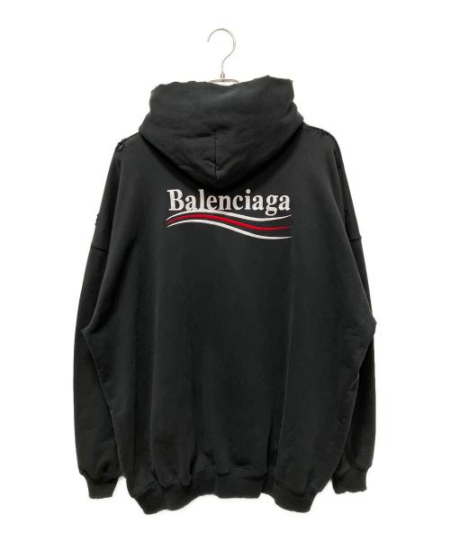 BALENCIAGA（バレンシアガ）BALENCIAGA (バレンシアガ) BALENCIAGA POLITICAL CAMPAIGN HOODIE/キャンペーンロゴダメージパーカー グレー サイズ:XXSの古着・服飾アイテム