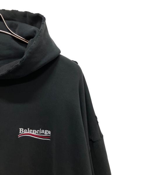 BALENCIAGA（バレンシアガ）BALENCIAGA (バレンシアガ) BALENCIAGA POLITICAL CAMPAIGN HOODIE/キャンペーンロゴダメージパーカー グレー サイズ:XXSの古着・服飾アイテム