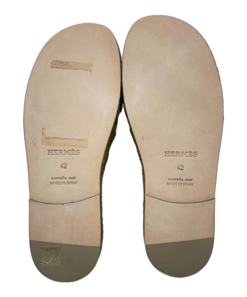 HERMES（エルメス）HERMES (エルメス) アンティグア Hエスパドリーユサンダル オリーブ サイズ:42の古着・服飾アイテム