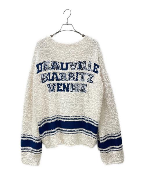 CHANEL（シャネル）CHANEL (シャネル) P61 ココマークVネックツイードニット ベージュ サイズ:Sの古着・服飾アイテム