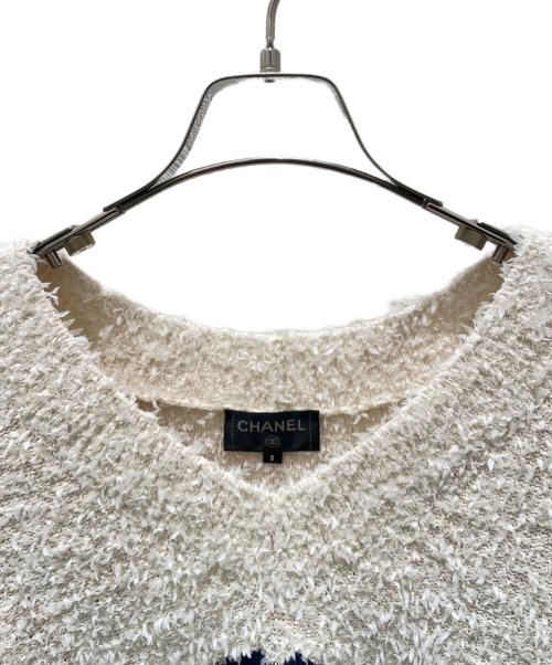 CHANEL（シャネル）CHANEL (シャネル) ココマークVネックツイードニット ベージュ サイズ:Sの古着・服飾アイテム