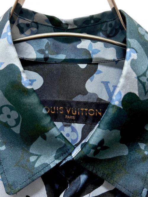 LOUIS VUITTON（ルイ ヴィトン）LOUIS VUITTON (ルイ ヴィトン) モノグラムカモシルクシャツ ネイビー サイズ:XSの古着・服飾アイテム