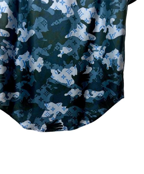 LOUIS VUITTON（ルイ ヴィトン）LOUIS VUITTON (ルイ ヴィトン) モノグラムカモシルクシャツ ネイビー サイズ:XSの古着・服飾アイテム