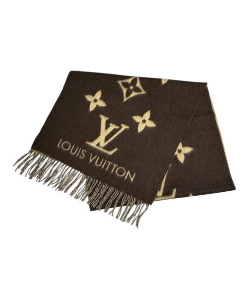 LOUIS VUITTON（ルイ ヴィトン）LOUIS VUITTON (ルイ ヴィトン) モノグラムマフラー　	401486　エシャルプレイキャビック ベージュ×ブラウンの古着・服飾アイテム