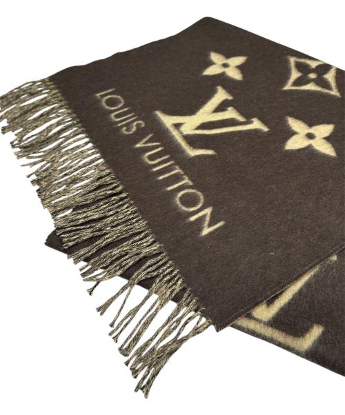 LOUIS VUITTON（ルイ ヴィトン）LOUIS VUITTON (ルイ ヴィトン) モノグラムマフラー　	401486　エシャルプレイキャビック ベージュ×ブラウンの古着・服飾アイテム