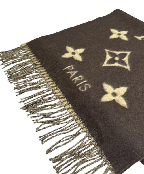 LOUIS VUITTON（ルイ ヴィトン）LOUIS VUITTON (ルイ ヴィトン) モノグラムマフラー　	401486　エシャルプレイキャビック ベージュ×ブラウンの古着・服飾アイテム