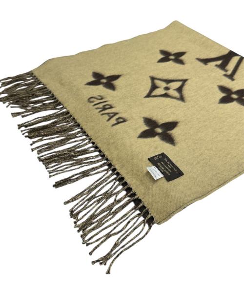 LOUIS VUITTON（ルイ ヴィトン）LOUIS VUITTON (ルイ ヴィトン) モノグラムマフラー　	401486　エシャルプレイキャビック ベージュ×ブラウンの古着・服飾アイテム