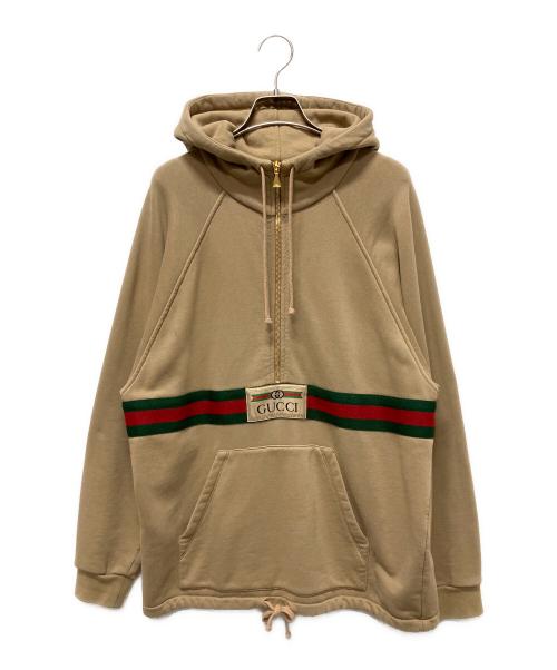 GUCCI（グッチ）GUCCI (グッチ) ウェブストライプコットンジャージースウェットシャツ ブラウン サイズ:XSの古着・服飾アイテム