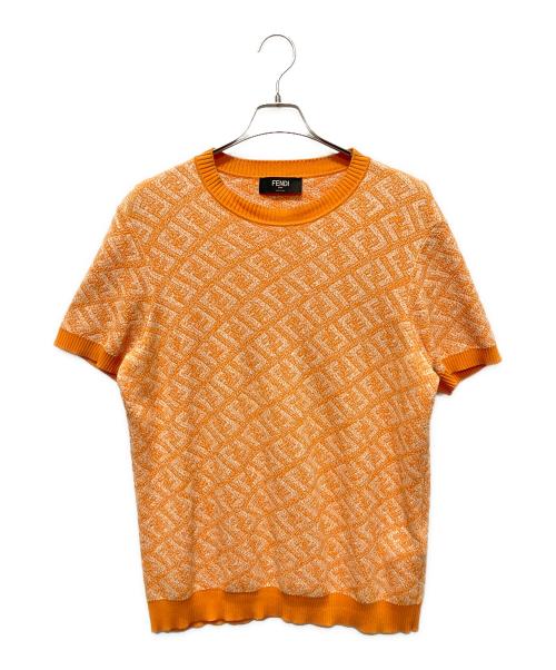 FENDI（フェンディ）FENDI (フェンディ) FF ズッカ柄ショートスリーブニット/半袖ニット オレンジ サイズ:50の古着・服飾アイテム