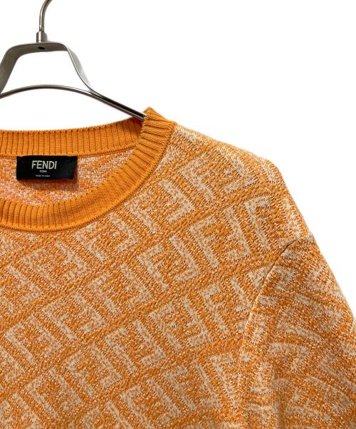 FENDI（フェンディ）FENDI (フェンディ) FF ズッカ柄ショートスリーブニット/半袖ニット オレンジ サイズ:50の古着・服飾アイテム