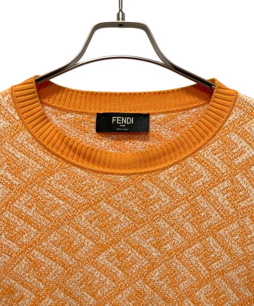 FENDI（フェンディ）FENDI (フェンディ) FF ズッカ柄ショートスリーブニット/半袖ニット オレンジ サイズ:50の古着・服飾アイテム
