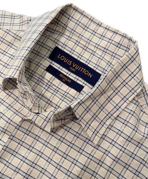 LOUIS VUITTON（ルイ ヴィトン）LOUIS VUITTON (ルイ ヴィトン) モノグラムチェックシャツ ベージュ×ブルー サイズ:XSの古着・服飾アイテム