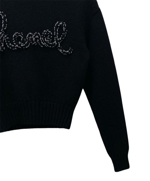 CHANEL（シャネル）CHANEL (シャネル) P65ビーズ刺繍ロゴニット ブラック サイズ:36の古着・服飾アイテム