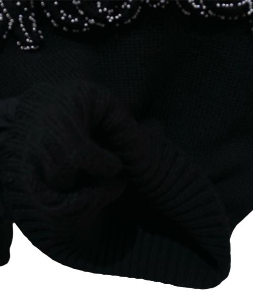 CHANEL（シャネル）CHANEL (シャネル) P65ビーズ刺繍ロゴニット ブラック サイズ:36の古着・服飾アイテム