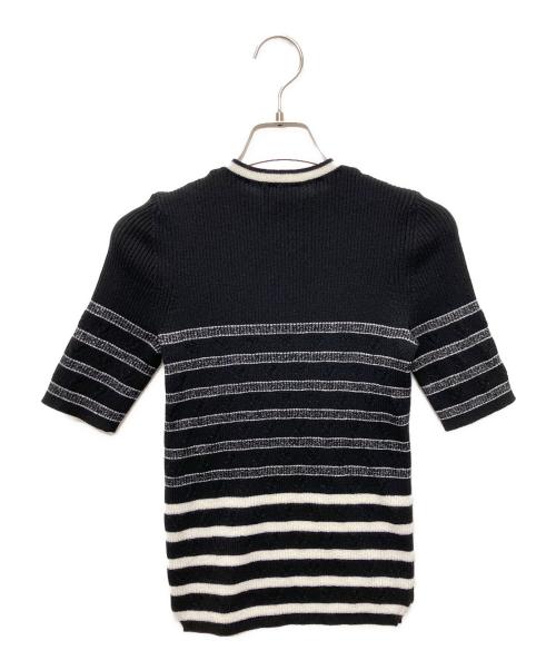CHANEL（シャネル）CHANEL (シャネル) ココマークボーダー半袖ニット ブラック サイズ:34の古着・服飾アイテム