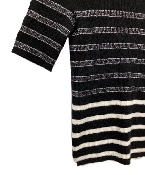 CHANEL（シャネル）CHANEL (シャネル) ココマークボーダー半袖ニット ブラック サイズ:34の古着・服飾アイテム