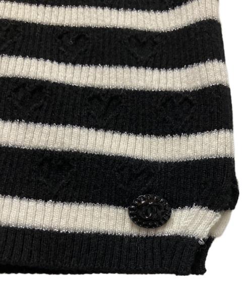 CHANEL（シャネル）CHANEL (シャネル) ココマークボーダー半袖ニット ブラック サイズ:34の古着・服飾アイテム