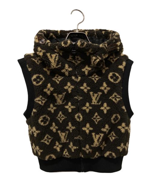 LOUIS VUITTON（ルイ ヴィトン）LOUIS VUITTON (ルイ ヴィトン) モノグラムテディスリーブレスジャケット/フードウールベスト ブラウン サイズ:34の古着・服飾アイテム