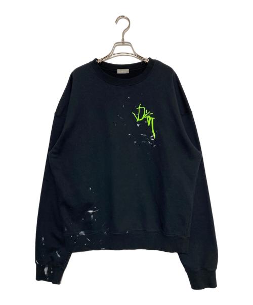 Dior（ディオール）Dior (ディオール) Travis Scott (トラヴィス・スコット) ペンキ加工ロゴスウェット ブラック サイズ:Lの古着・服飾アイテム