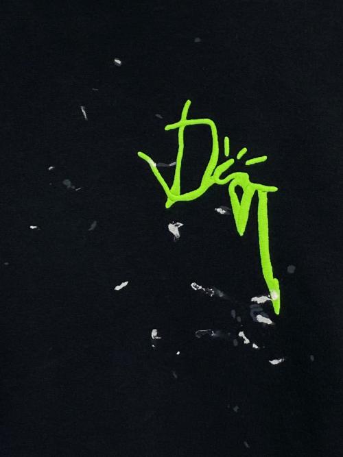 Dior（ディオール）Dior (ディオール) Travis Scott (トラヴィス・スコット) ペンキ加工ロゴスウェット ブラック サイズ:Lの古着・服飾アイテム