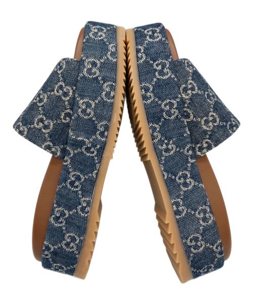 GUCCI（グッチ）GUCCI (グッチ) GGキャンバス デニムプラットフォーム スライドサンダル インディゴ サイズ:37の古着・服飾アイテム
