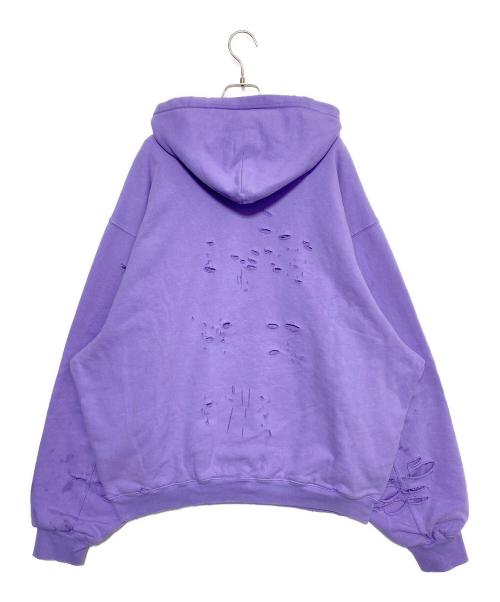 BALENCIAGA（バレンシアガ）BALENCIAGA (バレンシアガ) Caps Destroyed Hoodie パープル サイズ:Sの古着・服飾アイテム