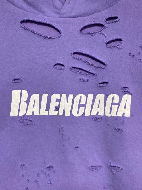 BALENCIAGA（バレンシアガ）BALENCIAGA (バレンシアガ) Caps Destroyed Hoodie パープル サイズ:Sの古着・服飾アイテム
