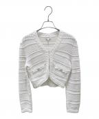 CHANELシャネル）の古着「ココボタンボレロカーディガン」｜ホワイト