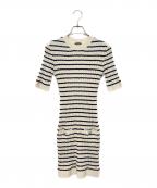 CHANELシャネル）の古着「ココボタンボーダーニットワンピース」｜ネイビー×ホワイト