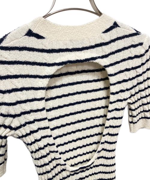 CHANEL（シャネル）CHANEL (シャネル) ココボタンボーダーニットワンピース ネイビー×ホワイト サイズ:34の古着・服飾アイテム