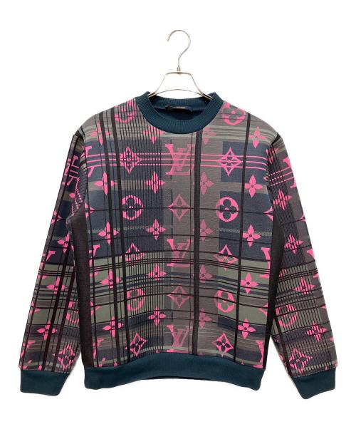 LOUIS VUITTON（ルイ ヴィトン）LOUIS VUITTON (ルイ ヴィトン) モノグラムジャガードスウェット ネイビー×ピンク サイズ:Sの古着・服飾アイテム