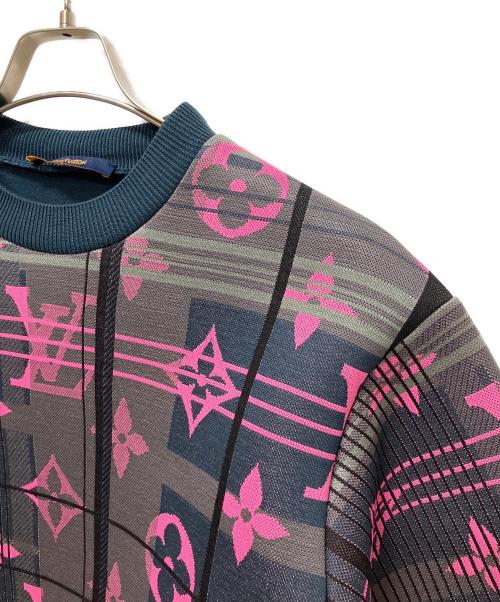 LOUIS VUITTON（ルイ ヴィトン）LOUIS VUITTON (ルイ ヴィトン) モノグラムジャガードスウェット ネイビー×ピンク サイズ:Sの古着・服飾アイテム