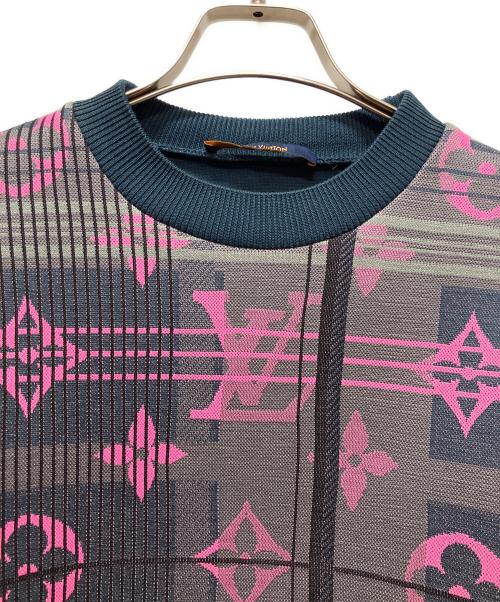 LOUIS VUITTON（ルイ ヴィトン）LOUIS VUITTON (ルイ ヴィトン) モノグラムジャガードスウェット ネイビー×ピンク サイズ:Sの古着・服飾アイテム
