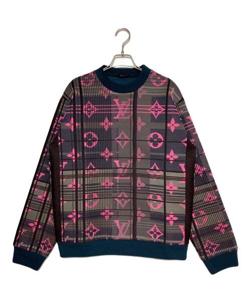 LOUIS VUITTON（ルイ ヴィトン）LOUIS VUITTON (ルイ ヴィトン) モノグラムジャガードスウェット ネイビー×ピンク サイズ:Mの古着・服飾アイテム