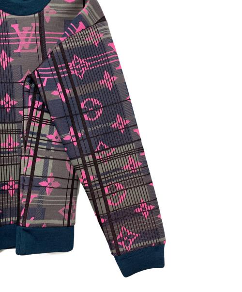 LOUIS VUITTON（ルイ ヴィトン）LOUIS VUITTON (ルイ ヴィトン) モノグラムジャガードスウェット ネイビー×ピンク サイズ:Mの古着・服飾アイテム
