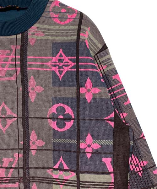 LOUIS VUITTON（ルイ ヴィトン）LOUIS VUITTON (ルイ ヴィトン) モノグラムジャガードスウェット ネイビー×ピンク サイズ:Mの古着・服飾アイテム