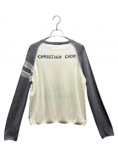 Christian Dior（クリスチャン ディオール）Christian Dior (クリスチャン ディオール) カシミヤロゴニット/144S50GM058／21AW グレー×ベージュ サイズ:34の古着・服飾アイテム