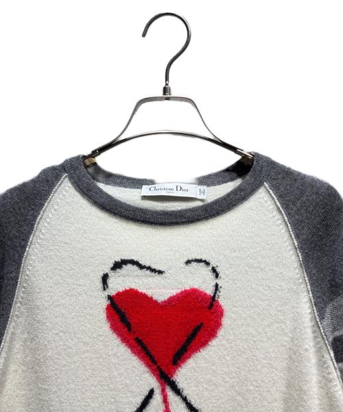 Christian Dior（クリスチャン ディオール）Christian Dior (クリスチャン ディオール) カシミヤロゴニット/144S50GM058／21AW グレー×ベージュ サイズ:34の古着・服飾アイテム
