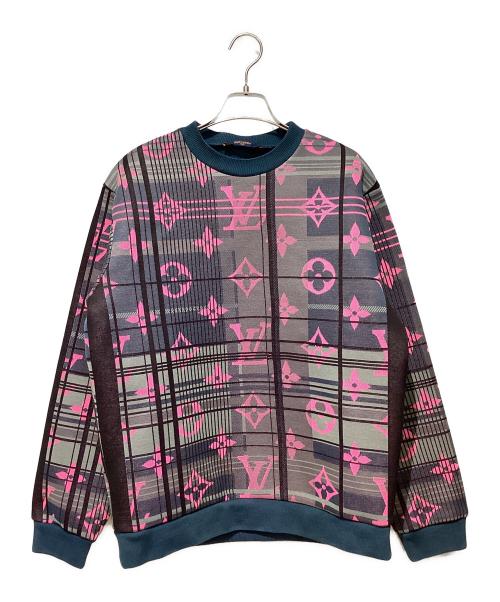 LOUIS VUITTON（ルイ ヴィトン）LOUIS VUITTON (ルイ ヴィトン) 21SS モノグラムジャガードスウェット ネイビー×ピンク サイズ:Mの古着・服飾アイテム