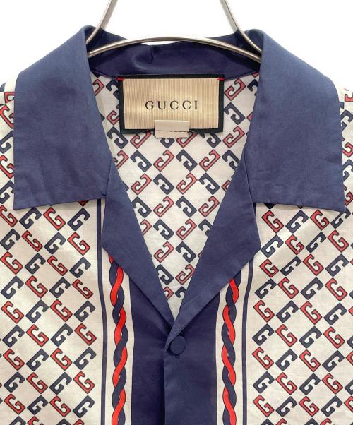 GUCCI（グッチ）GUCCI (グッチ) 開襟 GG プリントシャツ アイボリー サイズ:44の古着・服飾アイテム