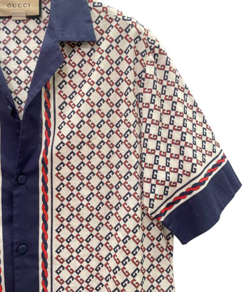 GUCCI（グッチ）GUCCI (グッチ) 開襟 GG プリントシャツ アイボリー サイズ:44の古着・服飾アイテム
