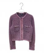 CHANELシャネル）の古着「ココボタンツイードジャケット」｜ネイビー×ピンク